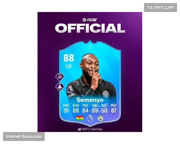 塞门约入选FC26最佳阵 曼城攻击手赛季表现获认可